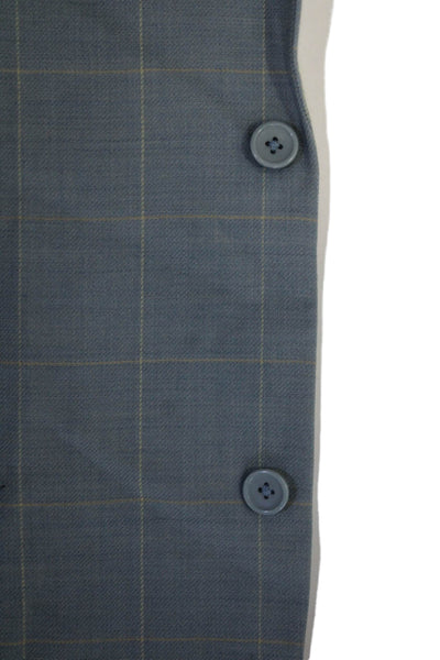 Emanuel Emanuel Ungaro Mens Wool Plaid Two Button Lined Blazer Blue Size 46L