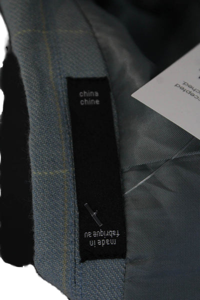 Emanuel Emanuel Ungaro Mens Wool Plaid Two Button Lined Blazer Blue Size 46L