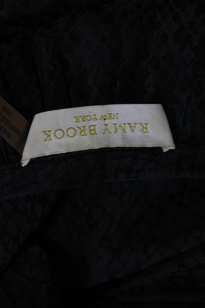 Ramy Brook Womens Snakeskin Print Lace Up Front Blouse Black Size Medium