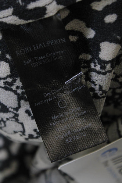 Kobi Halperin Womens Silk Abstract Print Button Down Blouse Gray Black Size Larg