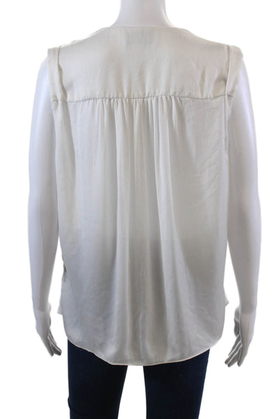 A.L.C. Womens  V Neck Gold Tone Sleeveless Tank Top White Size Small
