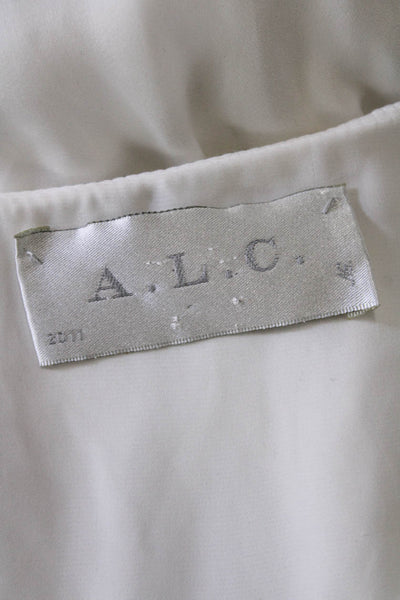 A.L.C. Womens  V Neck Gold Tone Sleeveless Tank Top White Size Small
