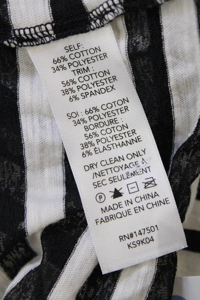 Kobi Halperin Womens Striped Long Sleeves Shirt White Black Cotton Size Large