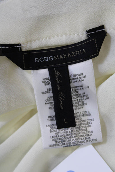 BCBG Max Azria Womens Woven Wrap Cardigan Sweater White Cotton Size Large