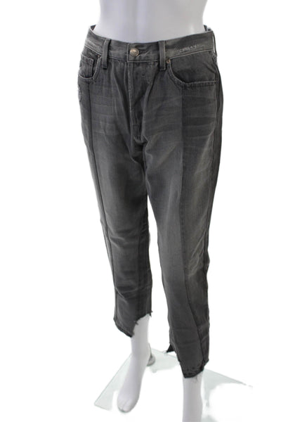 Frame Womens Cotton Button Straight Leg Fray Jeans Gray Size EUR 27