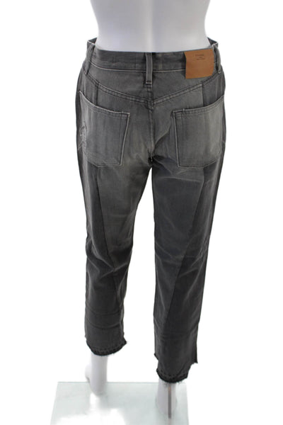 Frame Womens Cotton Button Straight Leg Fray Jeans Gray Size EUR 27