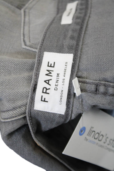 Frame Womens Cotton Button Straight Leg Fray Jeans Gray Size EUR 27