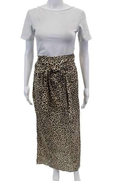 J Crew Womens Elastic Waistband Leopard Printed Maxi Skirt Brown Size Small