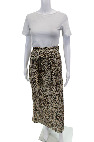 J Crew Womens Elastic Waistband Leopard Printed Maxi Skirt Brown Size Small