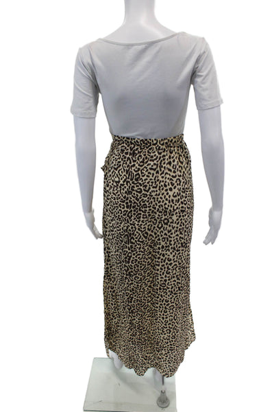 J Crew Womens Elastic Waistband Leopard Printed Maxi Skirt Brown Size Small