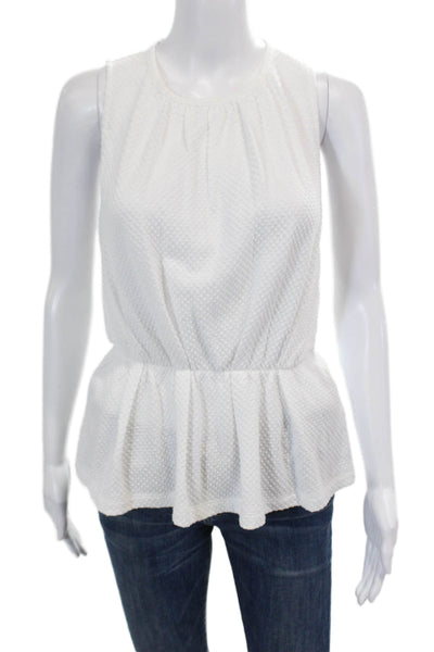 J Crew Womens Sleeveless Crew Neck Knit Ruffled Top White Size Extra Small