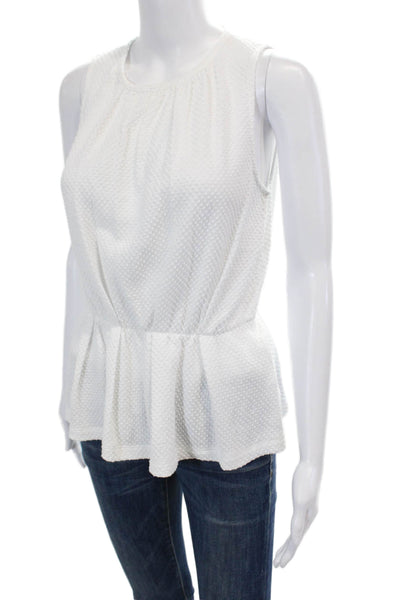 J Crew Womens Sleeveless Crew Neck Knit Ruffled Top White Size Extra Small