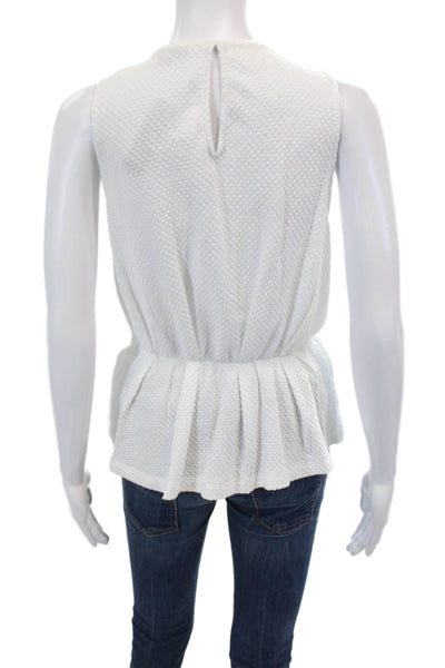 J Crew Womens Sleeveless Crew Neck Knit Ruffled Top White Size Extra Small
