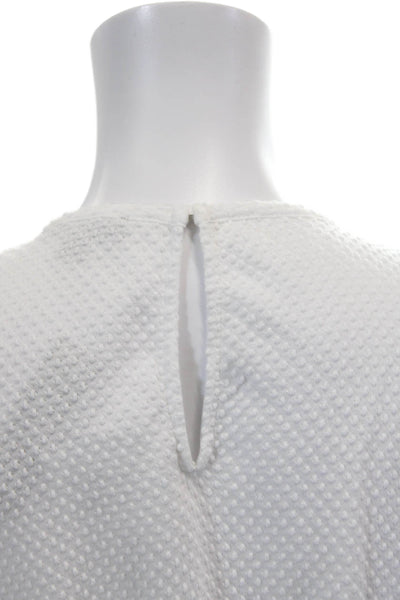 J Crew Womens Sleeveless Crew Neck Knit Ruffled Top White Size Extra Small