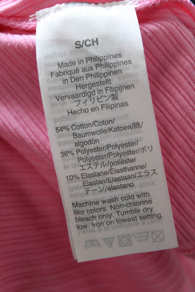 J Crew Womens Scoop Neck Ruffled Ribbed Knit Tank Top Pink Cotton Size Small