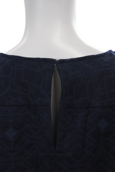 J Crew Womens Long Sleeve Crew Neck Double Side Zip Top Navy Cotton Size 6