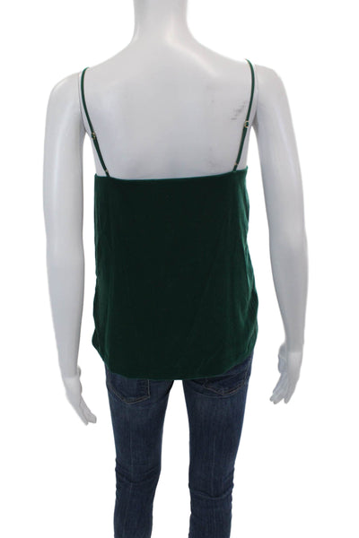 J Crew Womens Spaghetti Strap Ruffled V Neck Velvet Tank Top Green Size 4