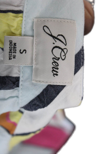J Crew Womens Short Sleeve Square Neck Striped Top Blue Multi Cotton Size Small