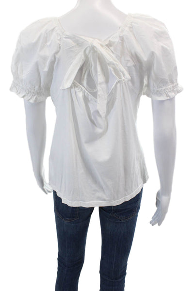 J Crew Womens Short Sleeve Scoop Neck Open Back Top White Cotton Size Medium