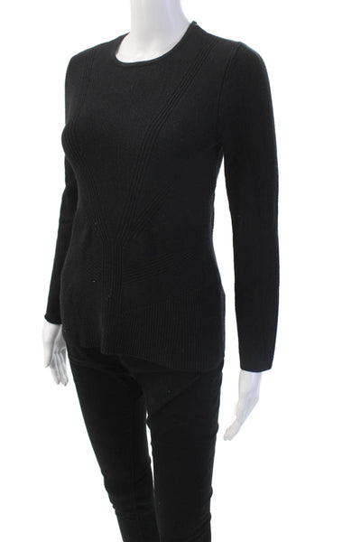 Yigal Azrouel Women's Round Neck Long Sleeves Pullover Sweater Black Size S