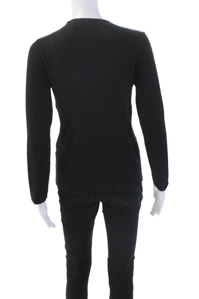 Yigal Azrouel Women's Round Neck Long Sleeves Pullover Sweater Black Size S