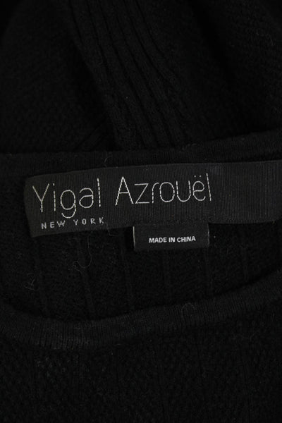 Yigal Azrouel Women's Round Neck Long Sleeves Pullover Sweater Black Size S