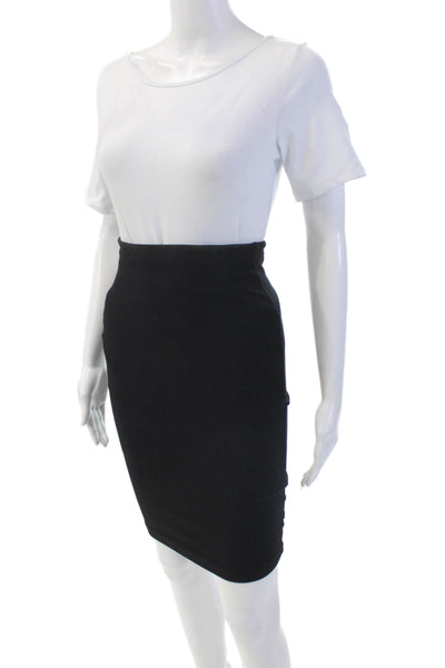 Nadia Tarr Womens Textured Zip Ribbed Knit Fitted Skirt Black Size S