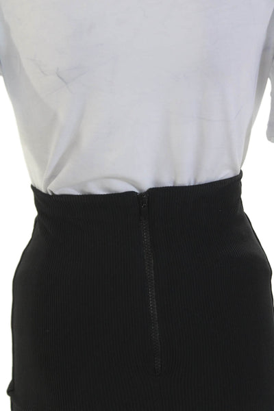 Nadia Tarr Womens Textured Zip Ribbed Knit Fitted Skirt Black Size S