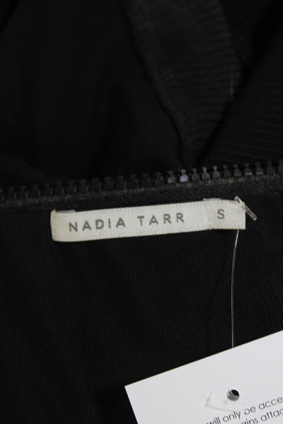 Nadia Tarr Womens Textured Zip Ribbed Knit Fitted Skirt Black Size S