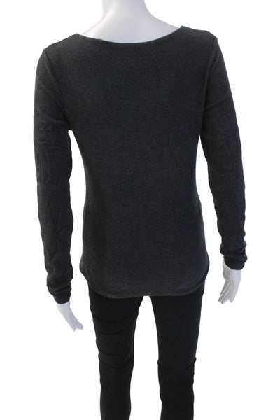 Vince Womens Cotton Round Neck Long Sleeve Knit Casual Top Gray Size S