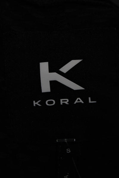 Koral Womens Textured Crew Neck Long Sleeve Pullover Top Black Size Small