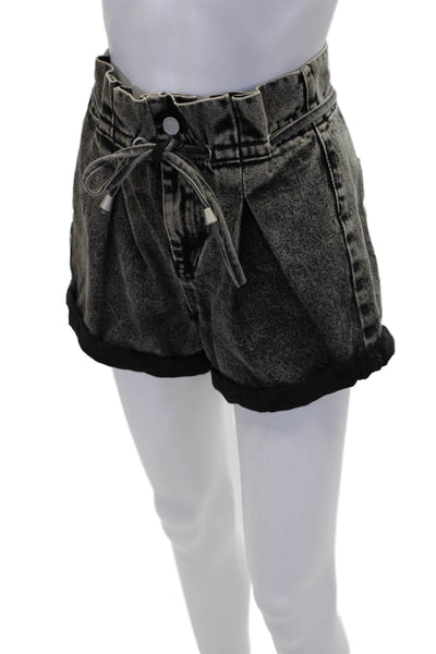 Blank NYC Womens High Rise Belt Cuff Mini Denim Shorts Faded Black Size 24