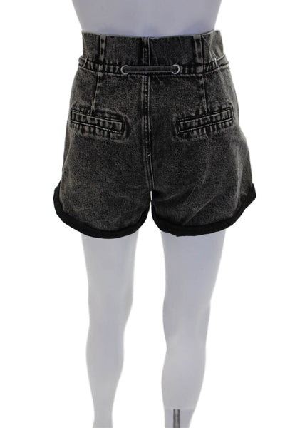 Blank NYC Womens High Rise Belt Cuff Mini Denim Shorts Faded Black Size 24