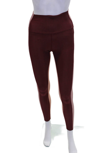 Beach Riot Womens Color Block Ribbed High Rise Pants Leggings Red Size XS
