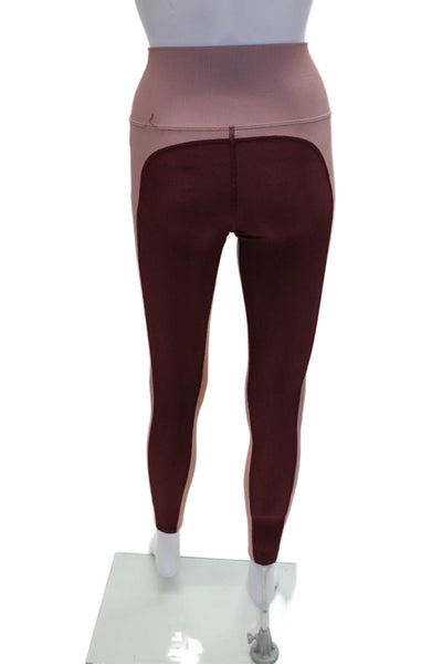 Beach Riot Womens Color Block Ribbed High Rise Pants Leggings Red Size XS