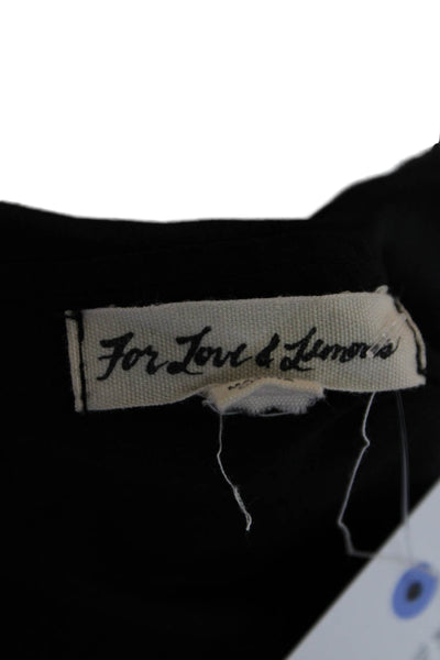 For Love And Lemons Womens Ruffle V-Neck Open Back Jumpsuit Black Size XS