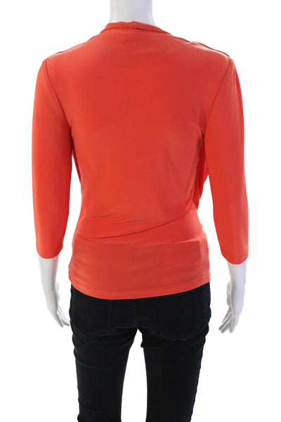Joseph Ribkoff Womens Cowl Neck 3/4 Sleeve Blouse Neon Orange 6