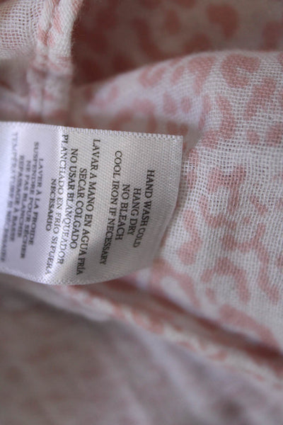 Rails Womens Cotton Leopard Print Long Sleeve Button Down Shirt Pink Size M