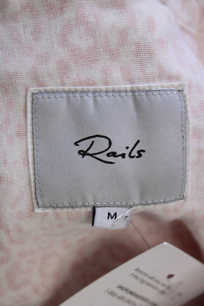Rails Womens Cotton Leopard Print Long Sleeve Button Down Shirt Pink Size M
