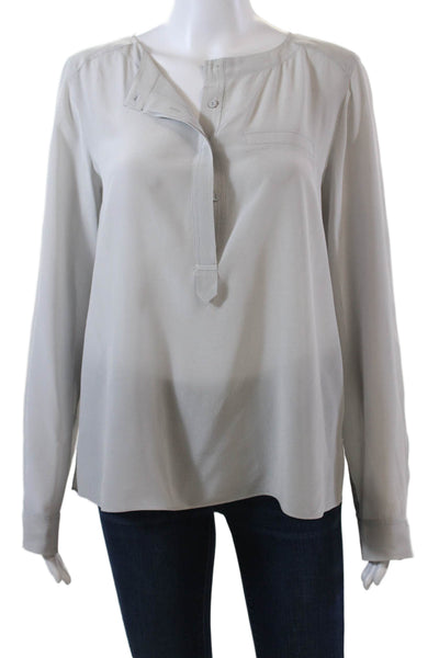 Rebecca Taylor Womens Henley Neck Long Sleeve Blouse Top Gray Size 6
