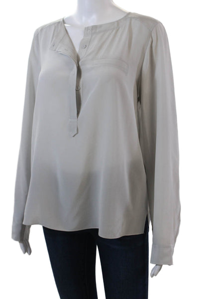 Rebecca Taylor Womens Henley Neck Long Sleeve Blouse Top Gray Size 6