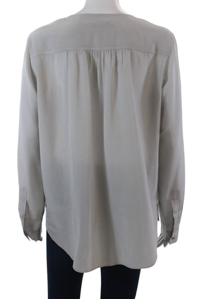 Rebecca Taylor Womens Henley Neck Long Sleeve Blouse Top Gray Size 6