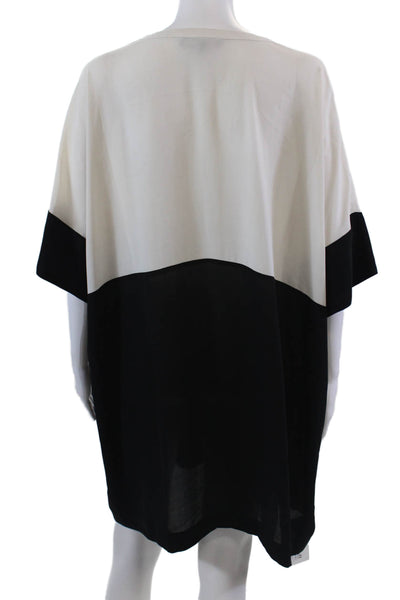 BCBGMAXAZRIA Womens Short Sleeve V Neck Mini Shift Dress Black White Size XS/S