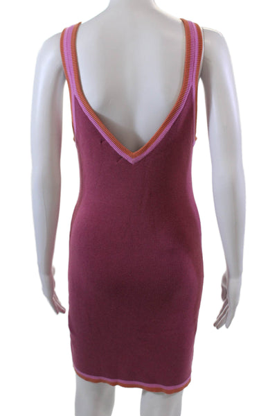 FP Beach Womens Sleeveless V Neck Keyhole Ribbed Mini Dress Pink Size Medium