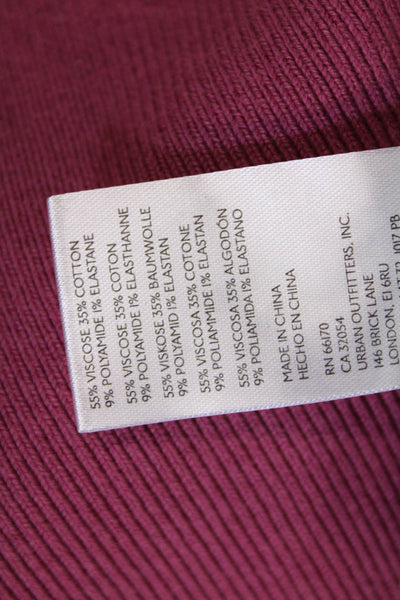 FP Beach Womens Sleeveless V Neck Keyhole Ribbed Mini Dress Pink Size Medium