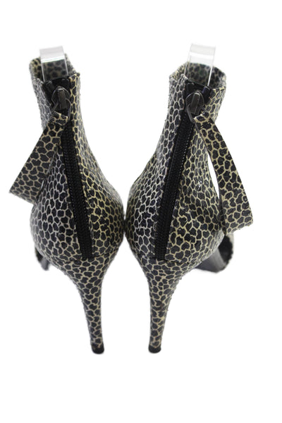 Pierre Hardy Womens Animal Print Zippered Ankle Strap High Heels Black Size 8.5