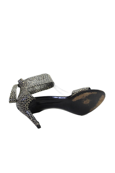 Pierre Hardy Womens Animal Print Zippered Ankle Strap High Heels Black Size 8.5