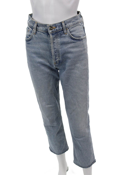Goldsign Womens Cotton Buttoned Light Wash High-Rise Straight Jeans Blue Size 26