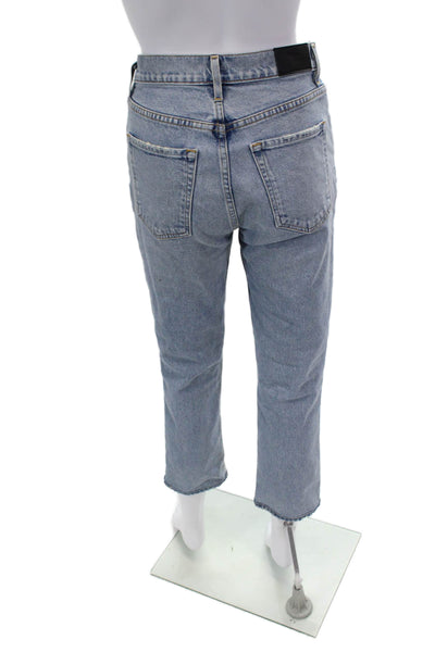 Goldsign Womens Cotton Buttoned Light Wash High-Rise Straight Jeans Blue Size 26