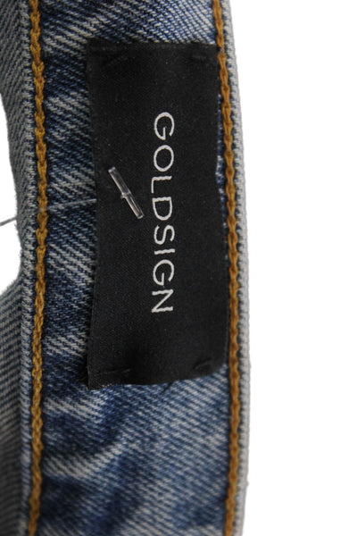 Goldsign Womens Cotton Buttoned Light Wash High-Rise Straight Jeans Blue Size 26
